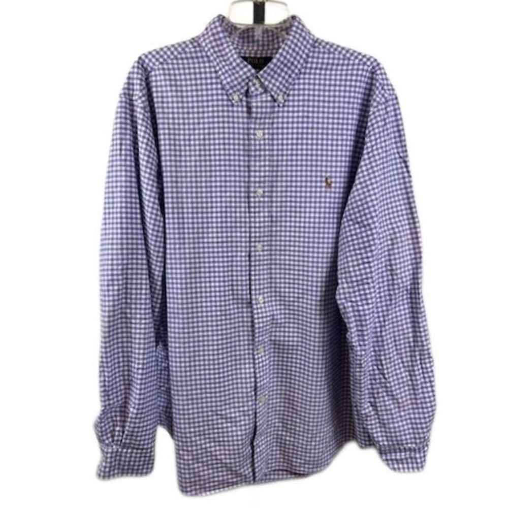 Polo Ralph Lauren Men's Size XXL Purple Gingham Classic Fit Button Down Shirt